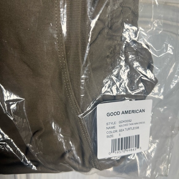 Good American Sea Turtle Olive Green Ruched Sleeveless Mini Dress - Picture 9 of 10